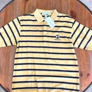 Pebble Beach Collection Mens Golf Polo Yellow & Blue Size Small New w/ Tags